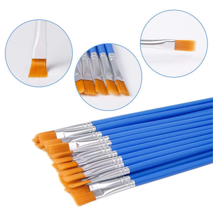 UPINS 30 Pcs Flat Paint Brushes,Small Brush Bulk for Detail Painting,Blue,7 mm