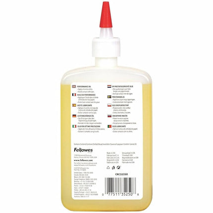 Fellowes Shredder Oil for Micro Cut and Cross Cut Paper Shredders, 355ml - Shredder Oil Lubricant with Extended Nozzle