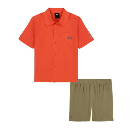 Under Armour Ensemble de survêtement garçon, pantalon ou short et haut assortis (lot de 1), chemise tissée Fire, 6