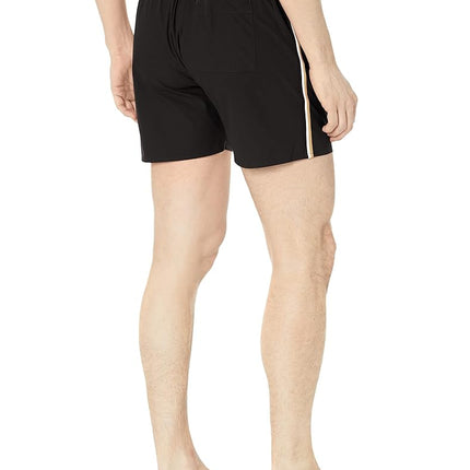 BOSS Men's Solid Swim Trunk With Iconic Side Stripe Swim Trunks, dark silver, XXL