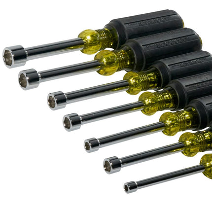 Nut Driver Set, 3-Inch Full Hollow Shaft, Sizes 3/16, 1/4, 5/16, 11/32, 3/8 7/16 and 1/2-Inch KLEIN TOOLS 631