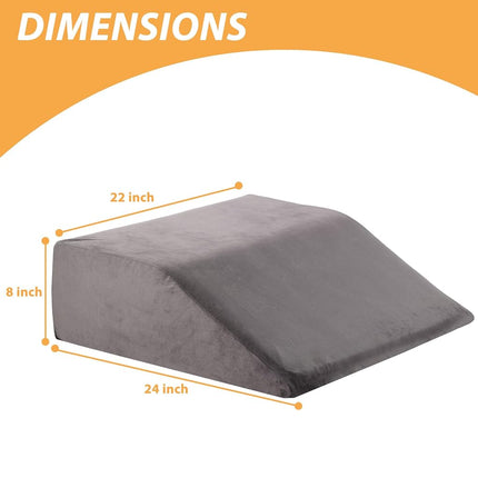 Bedluxe Leg Elevation Pillows, Leg Pillows for Sleeping, Cooling Gel Memory Foam Top, Wedge Pillow for Legs, Leg Wedges for Circulation, Swelling, After Surgery - Removable Cover (8 Inch, Dark Grey)