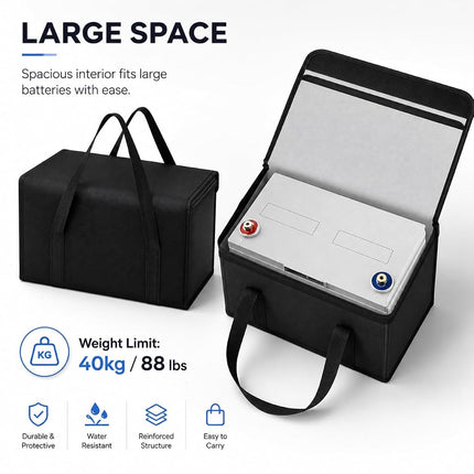 FLASLD Large Fireproof Lipo Bag for Lithium Battery Storage and Charging, 14 x 7.8 x 9.5in Waterproof Box for Documents and Valuables
