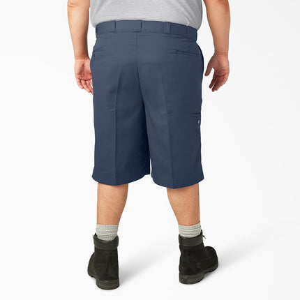 Pantalones cortos de trabajo Dickies para hombre, corte holgado, parte delantera plana, azul marino, 33 normal