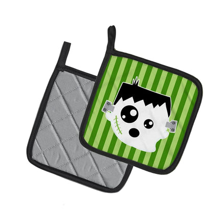 Caroline's Treasures BB6958PTHD Halloween Ghost Frankenstein Pair of Pot Holders, 7.5HX7.5W, multicolor