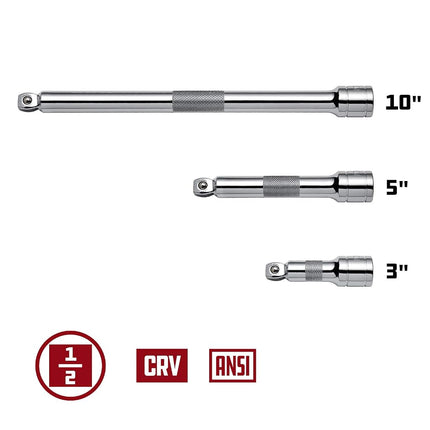 Powerbuilt 640856 1/2-Inch Drive Wobble Extension Set, 3-Piece