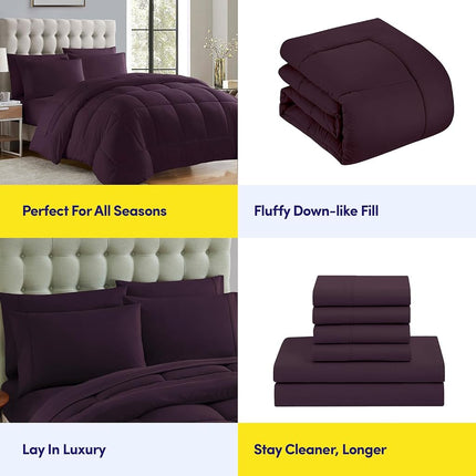 Sweet Home Collection Luxurious Plush Loft Microfiber Fill Duvet Insert Bedding, Polyester, Purple, Twin
