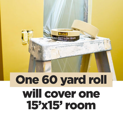 Scotch Contractor Grade Masking Tape, 0.94 inches by 60.1 yards (360 yards total), 2020, 6 Rolls