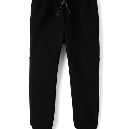 The Children's Place Boys' Active Scuba Knit Jogger Pants, Black/Black, Large