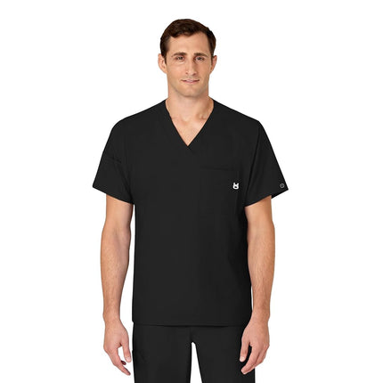 WonderWink 6355ABLACMD W123 Men's V-Neck Top, Black, Standard-M Size