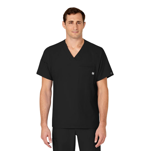 WonderWink 6355ABLACMD W123 Men's V-Neck Top, Blac