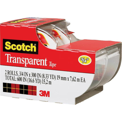 Scotch Transparent Tape, 3/4 x 250 Inches, 2 Rolls