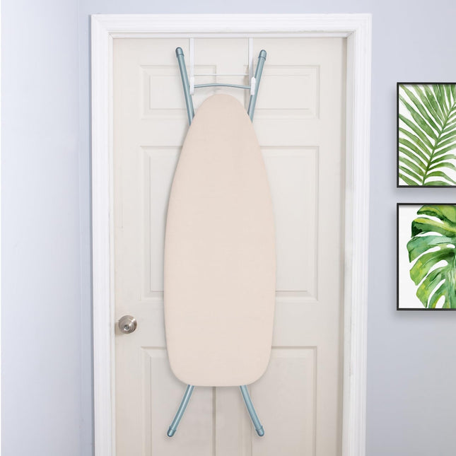 Tabla de planchar de altura ajustable con superficie ancha de Seymour Home Products | Superficie ancha de 45 cm, malla para flujo de vapor, funda resistente a las manchas | Estructura totalmente de acero | Lino Beige