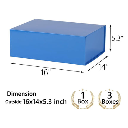 MUMUPACK Blue Gift Box,16x14x5.3 Large Gift Boxes With Lids For Presents Includes Ribbon And Diy Printable Sticker Paper,Bridesmaid Proposal Box,Magnetic Gift Box For Birthday,Wedding,Graduation