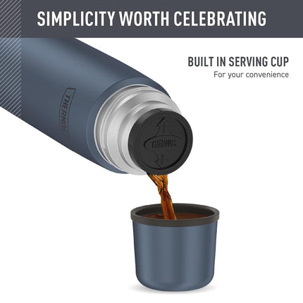 Thermos Vacuum Insulated 25 Ounce Compact Stainless Steel Beverage Bottle, Slate