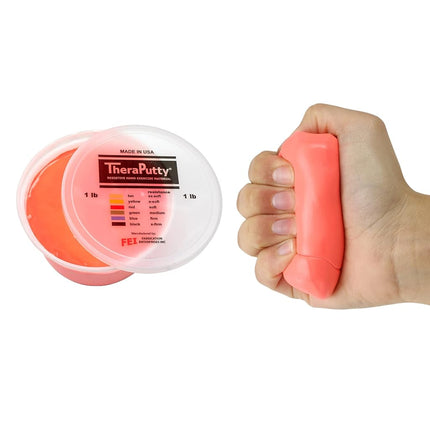 CanDo TheraPutty Standard Hand Exercise Putty for Rehabilitation, Exercises, Hand Therapy, Occupational Therapy, Hand Strengthening, Improve Motor Skills, Stress Relief 1 lb Red Soft, (10-0919)