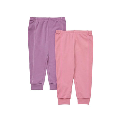 Hanes Unisex Pure Comfort French Terry Joggers, Girl and Baby Boy Pants, 2-Pack, Purple/Rose, 3 Months