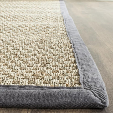 SAFAVIEH Natural Fiber Rug for Living Room, Dining Room, Bedroom - Natural Fiber Collection, Short Pile, in Natural and Black, 76 X 183 cm