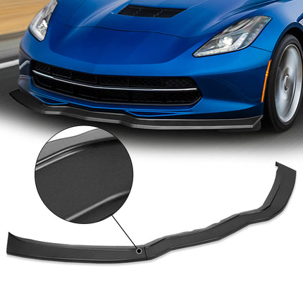 DNA Motoring 2-PU-567-CCC Low Profile Front Lip without Side Canards Compatible With 2014-2019 Corvette,Matte Black