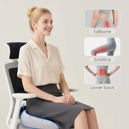 FLORICH Seat Cushion, Memory Foam Cushion for Office Chair, Ergonomic Office Seat Chair Cushion for Relieving Sciatica, Soft & Breathable Car Seat Cushion - Gray