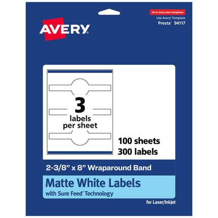 Avery Matte White Cigar Labels with Sure Feed, 2-3
