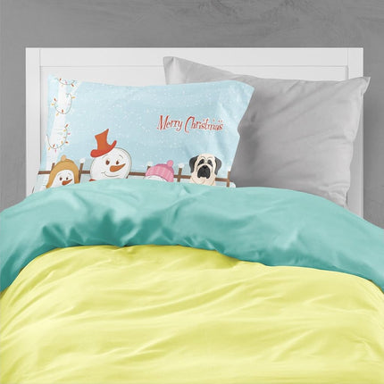 Caroline's Treasures BB2348PILLOWCASE Merry Christmas Carolers Mastiff White Fabric Standard Pillowcase Lightweight Super Soft Easy Care Decorative Artwork Pillowcase, Standard