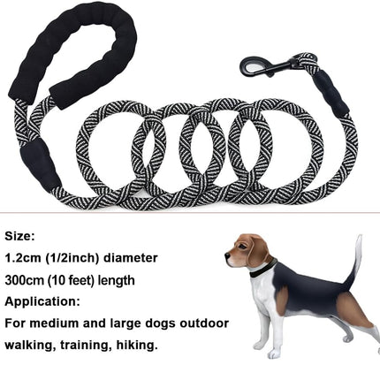 MayPaw Heavy Duty Rope Dog Lead, 3/4/6/7/8/10/12/15 FT Nylon Pet Leash, Soft Padded Handle Thick Lead Leashes for Large Medium Dogs Walking Jogging (Pink-blue Dot, 1/2" * 10')