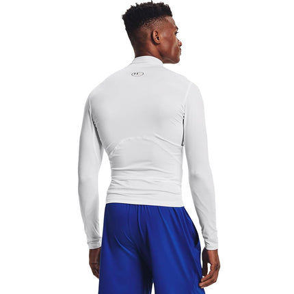 Under Armour UA HG Armour Comp Mock LS - Long Sleeve - Tops - White/Black - Size: MD