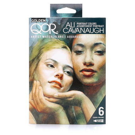 QoR Ali Cavanaugh Portrait Colors Set by GOLDEN, 6 x 5 ml tubes, Professional Watercolor Paint Set