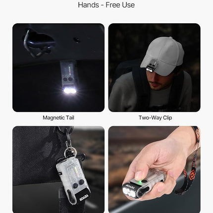 VEVOR Rechargeable Keychain Flashlight, Mini LED Flashlight with 13 Lighting Modes, Portable Pocket Flashlight with Clip, Magnetic Tail & 180° Rotating Head for Everyday Carry, Camping, Emergencies