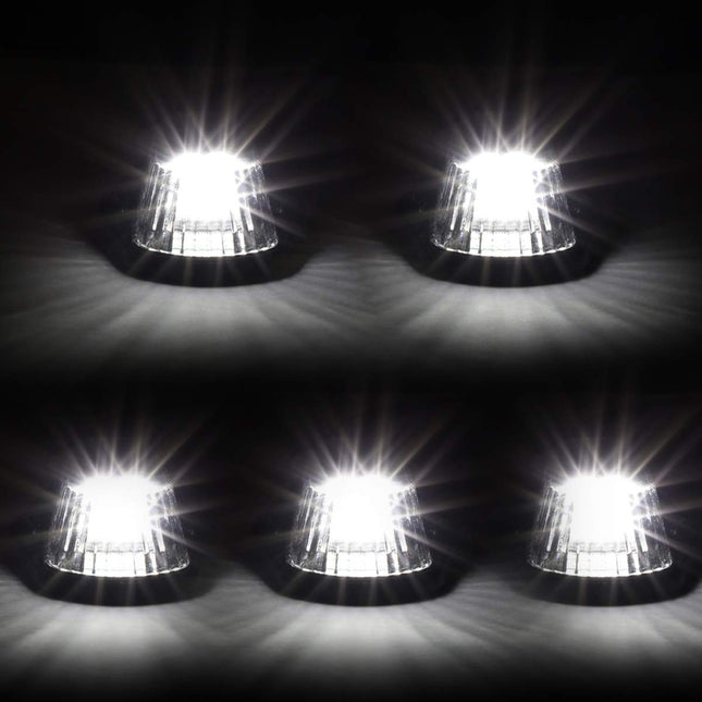 DNA MOTORING CBL-F15080-CH-W 5x LED Cab Roof Top Marker Lights+Switch [For 80-96 Ford F150/F250/F350/F450]