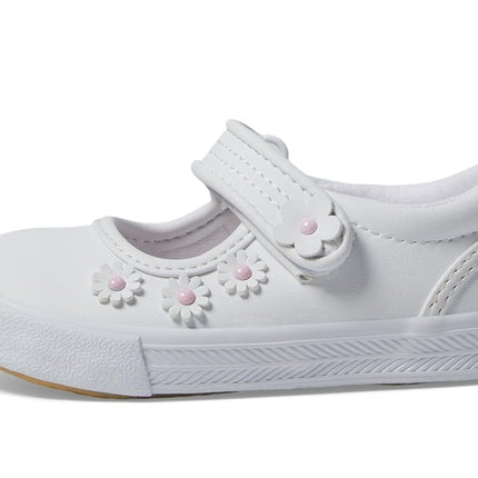 Keds Girl's Ella Mj Flowers (Toddler/Little Kid) Sneaker, White, 7 Toddler