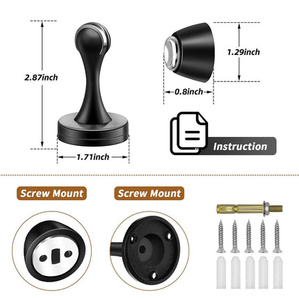 KOLAKO Magnetic Door Stopper, 3 Pack Black Door Stops, Wall Floor Mount Magnetic Door Catch Heavy Duty Magnet Stainless Steel Doorstops Keep Door Open, Oil Rubbed