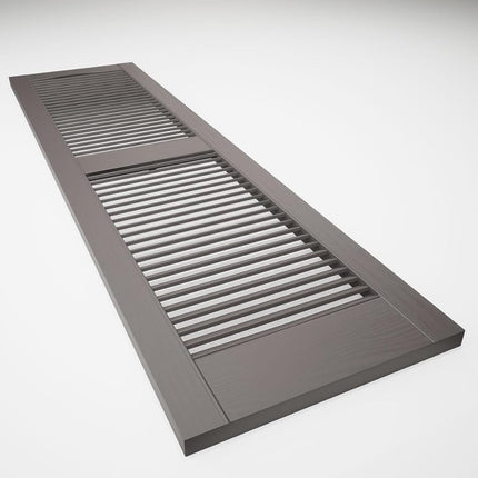 12"W x 64"H Mid-America Vinyl, Standard Size Cathedral Top Center Mullion, Open Louver Shutter, w/Installation Shutter-Lok's & Matching Screws (Per Pair), 010 - Musket Brown