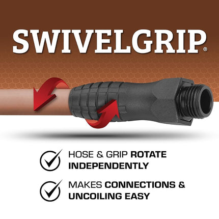 Colors™ SwivelGrip® Flexible Hose Pipe Garden Hose, 5/8'' x 5', 3/4'' - 11 1/2 GHT Fittings, Red Clay