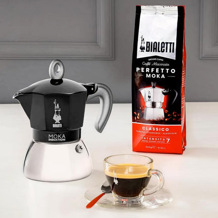 Bialetti - Moka Induction Coffee Maker, Suitable for all types of hobs, 2 Espresso Cups (100 Ml), Black
