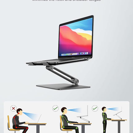 ALOGIC Elite Adjustable laptop stand, Ergonomic riser with superior aluminium design, portable and sturdy, compatible with MacBook Pro, MacBook Air, Dell XPS, Chromebook and more.