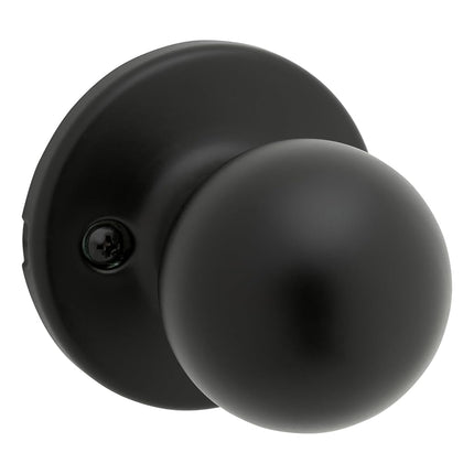 Kwikset Polo Interior Passage Door Knob, Handle for Closet and Hallway Doors, Non-Locking Doorknob in Matte Black, with Microban Protection