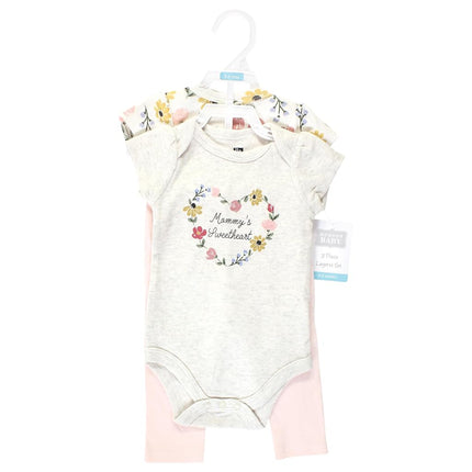 Mameluco y pantalón de algodón unisex de Hudson Baby, estampado floral suave de manga corta, recién nacido