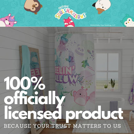 Franco Squishmallows Kids Bath Microfiber Shower Curtain, 72x72, (Officially Licensed Product)