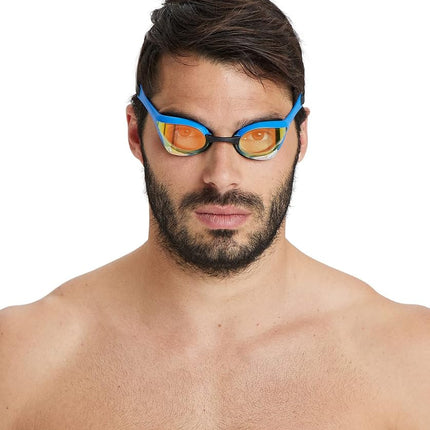 ARENA Cobra Ultra Swipe Mirror Unisex Adult Racing Swimming Goggles, Swimming Pool Goggles with Curved Mirror Lenses, Anti-Fog, UV Protection, 5 Interchangeable Nose Bridges