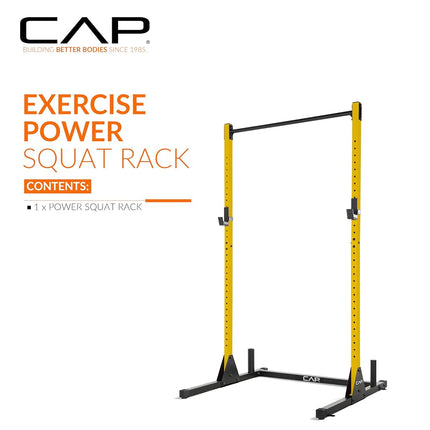 CAP Barbell Power Rack with Pull Up Bar & Attachments - Squat Rack & Strength Training Power Cage for Home Gym - Yellow