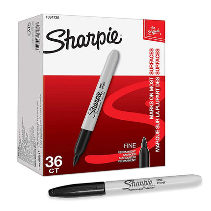 Permanent Marker Fine Point,Fine Point Black with Shirpie Permanent Marker Quick Drying/Waterproof - 36 Count
