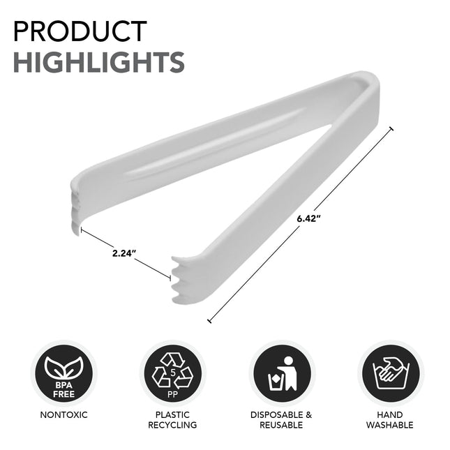 Party Essentials TN-65W Pinza de plástico de alta calidad, 16.5 cm de largo, blanco (Caja de 144)