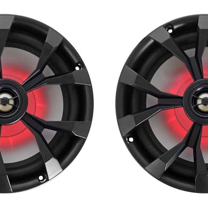 (2) Rockville RKL80MB 8" 900 Watt Marine Wakeboard LED Tower Speakers in Black