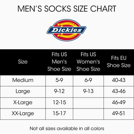 Dickies Calcetines de trabajo de algodón acolchados de talla grande para hombre, paquete múltiple, 36 unidades, negro (18 pares), talla de zapato: 12-15