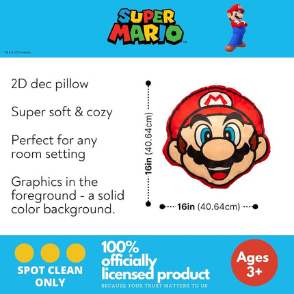 Franco Anime Gaming Bedding Soft Cozy Plush Decorative Pillow, One Size, Super Mario