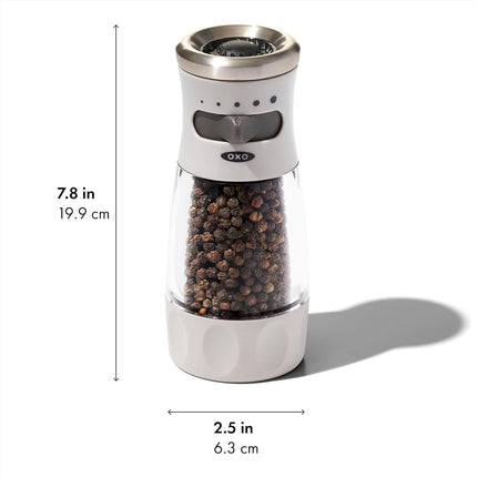 OXO 11312500 Good Grips Contoured Mess-Free Pepper Grinder, Ceramic, Gray