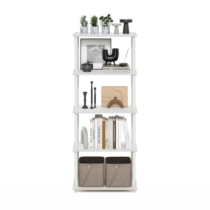 Furinno TURN-N-TUBE 5-Tier Tool-Free Corner Shelf, White