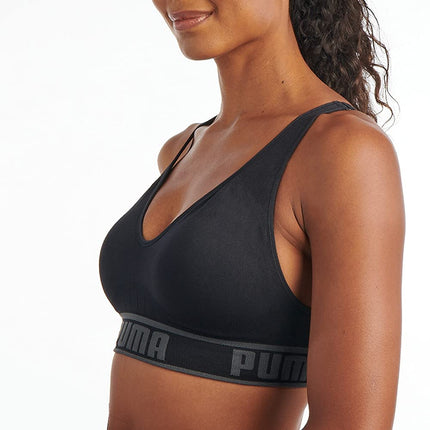 PUMA Women's Solstice Seamless Sports Bra, Black, L